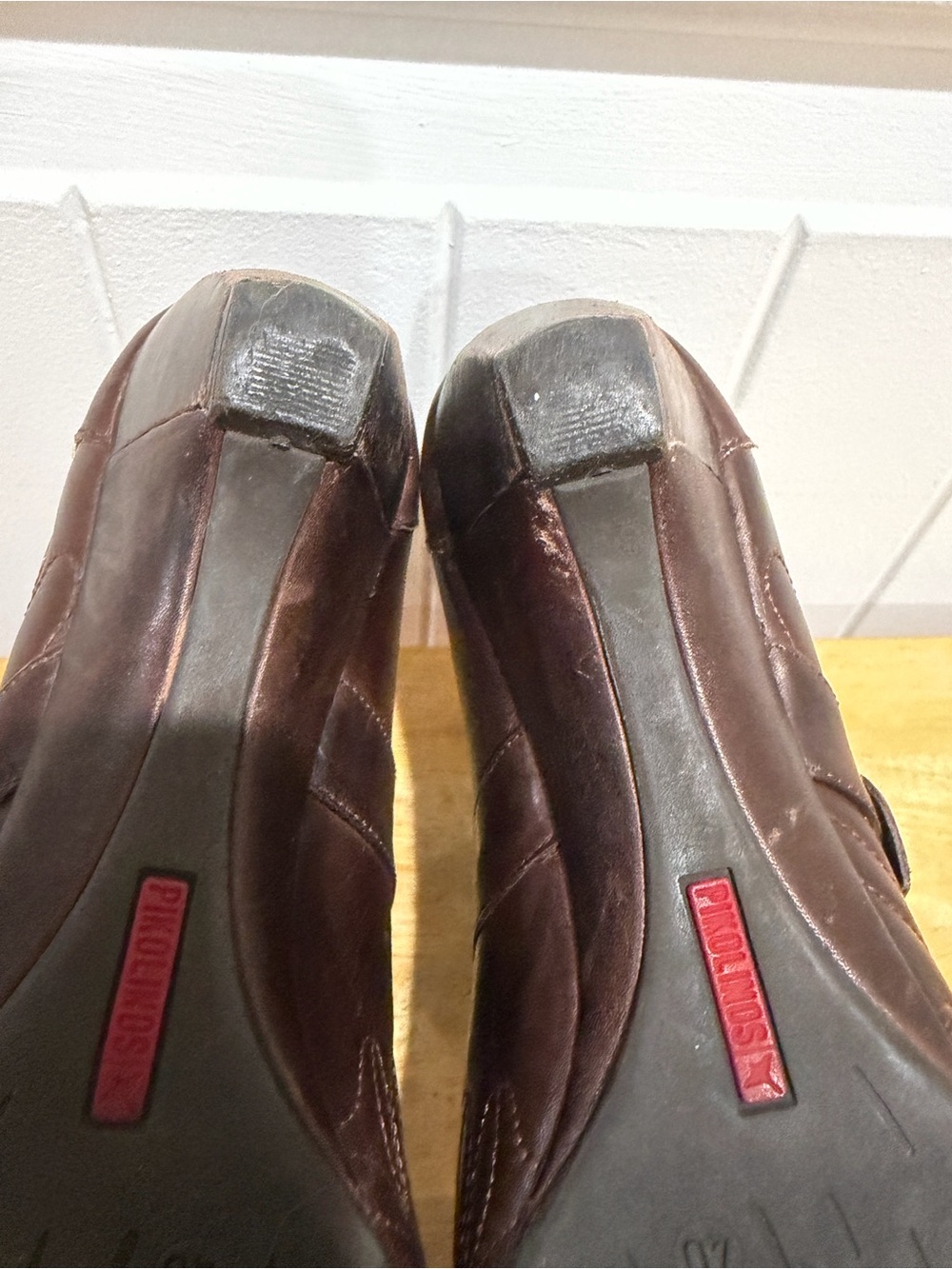 Pikolinos Ginebra Brown Leather Mary Jane Wedge Heels Buckle Strap Comfort Shoes - Picture 6 of 8